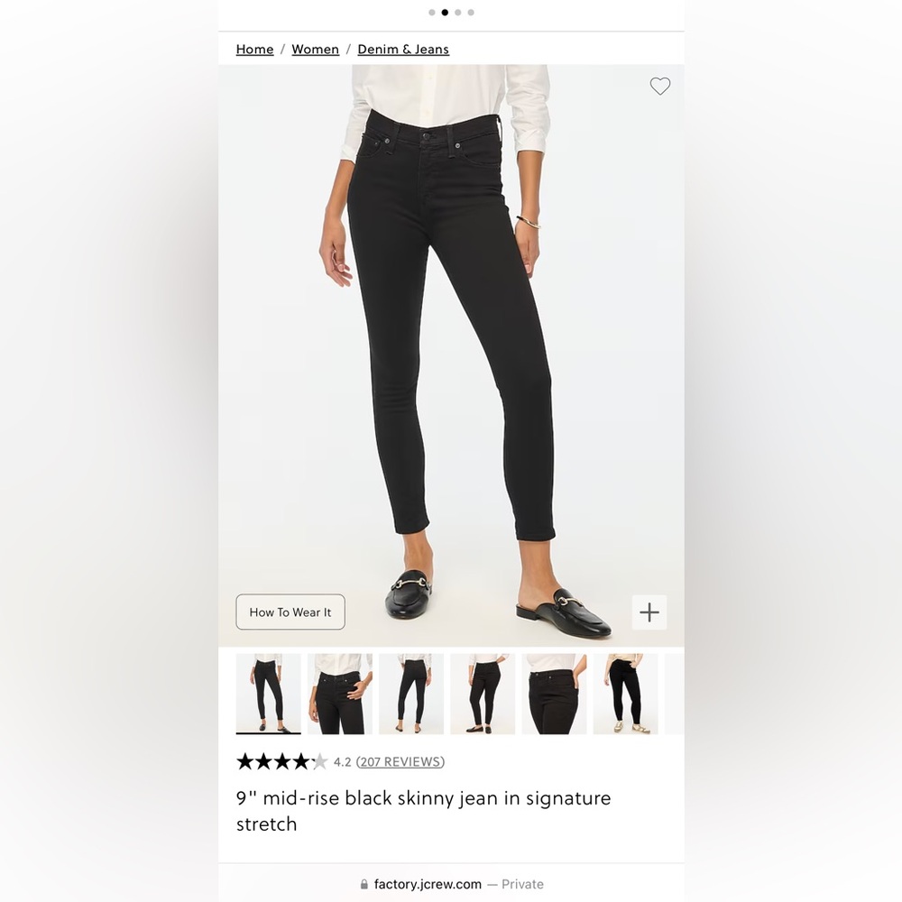 BRAND NEW BLaCk JCREW 8’’ mid-rise skinny jeans size 27